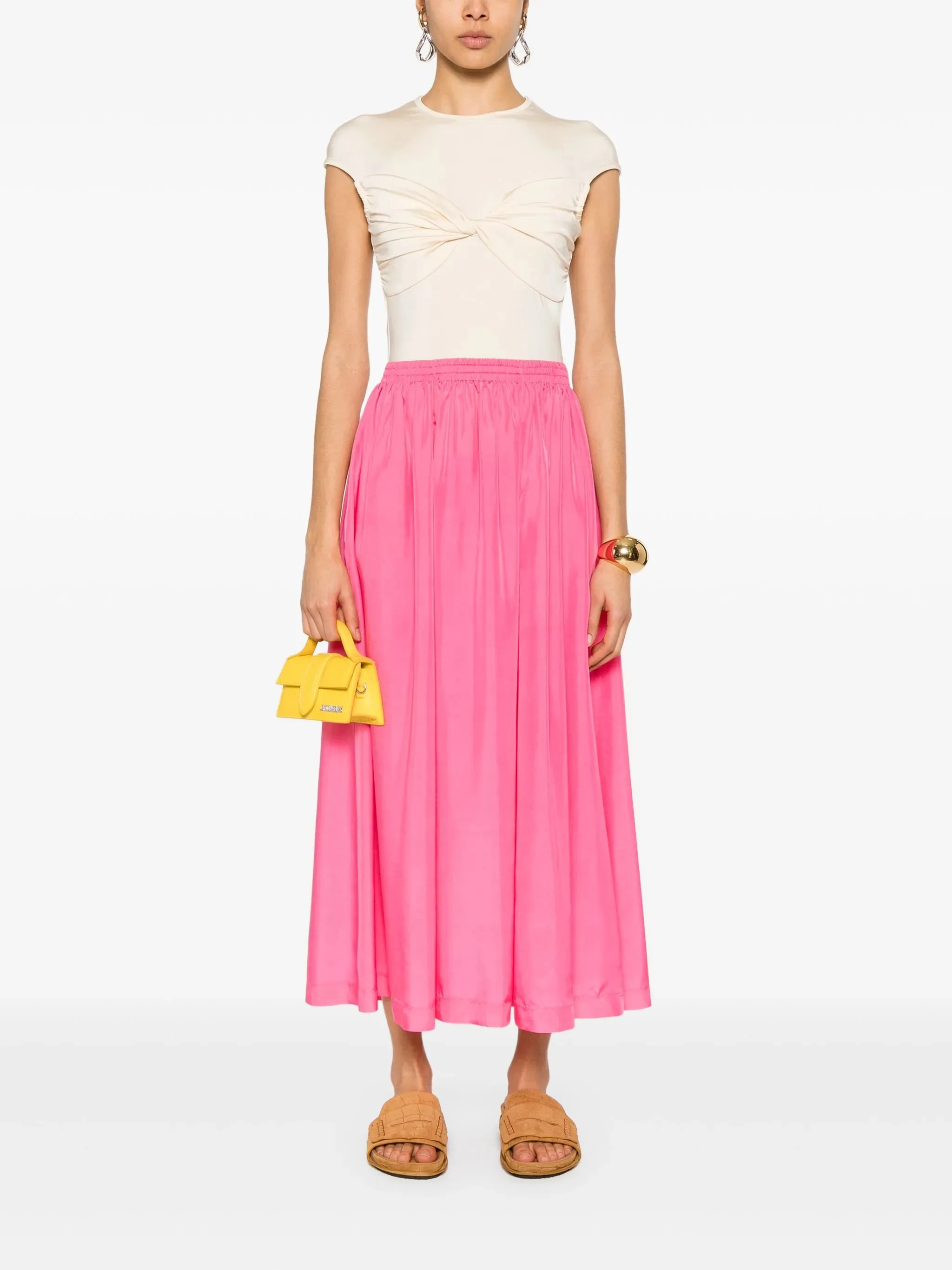 Habotai silk essential skirt, hot pink