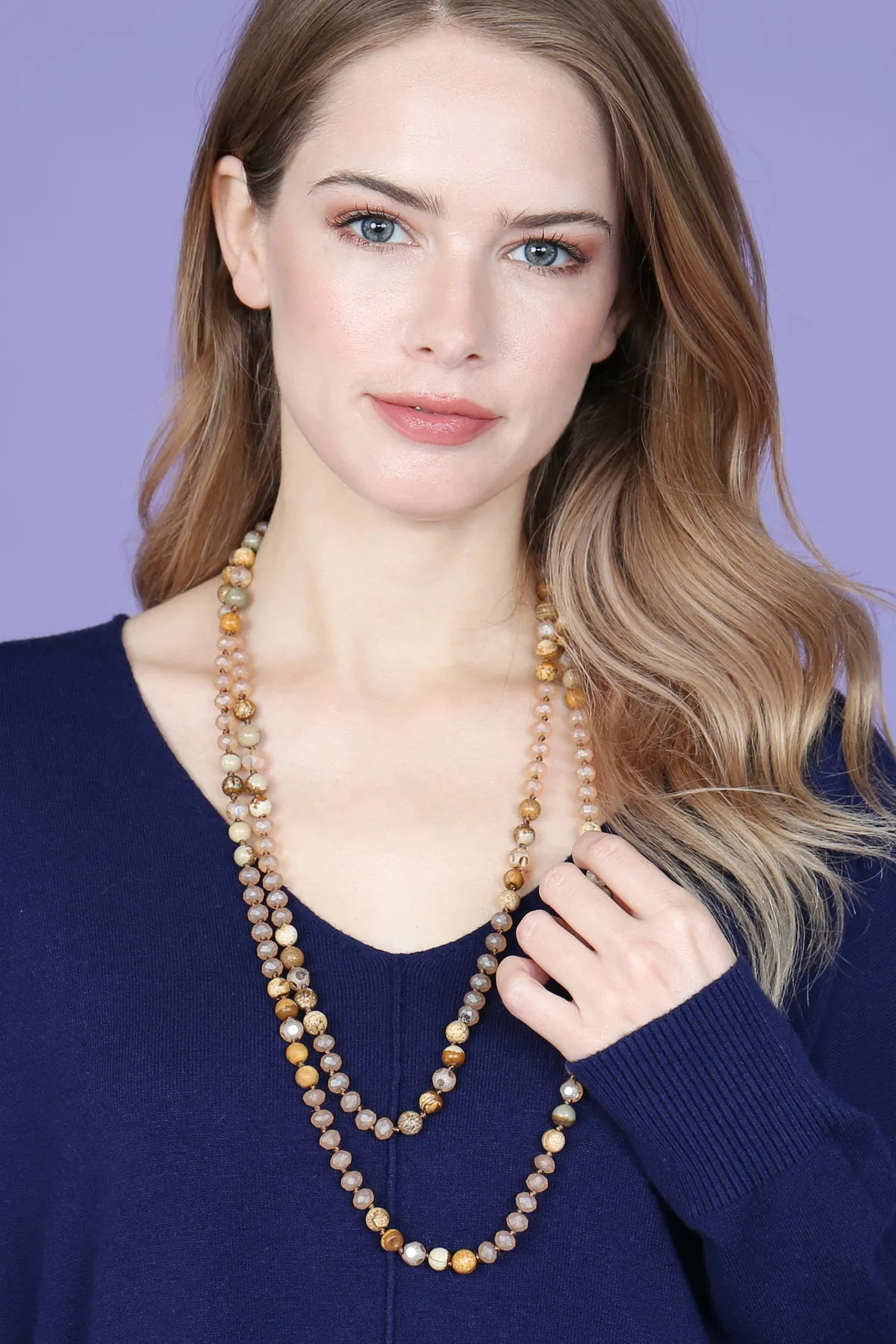 HDN2526 - LONGLINE HAND KNOTTED NECKLACE