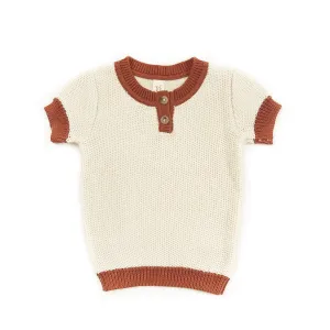 Henley terracota knit top by Tun Tun