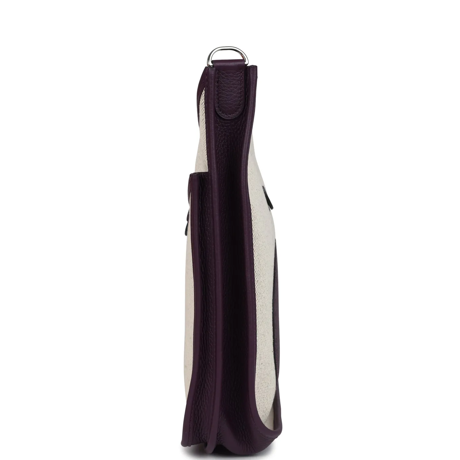 Hermes Evelyne III PM Cassis Clemence and Ecru Toile H Palladium Hardware