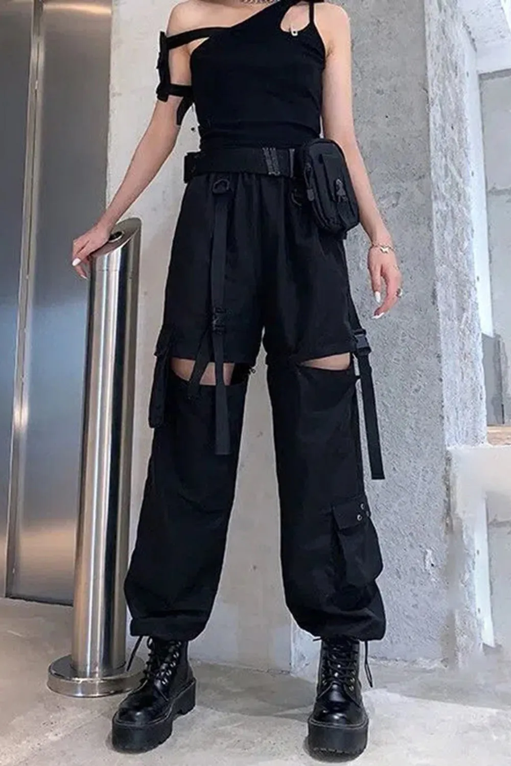 High Waist Lanyard Removable Cargo Pants