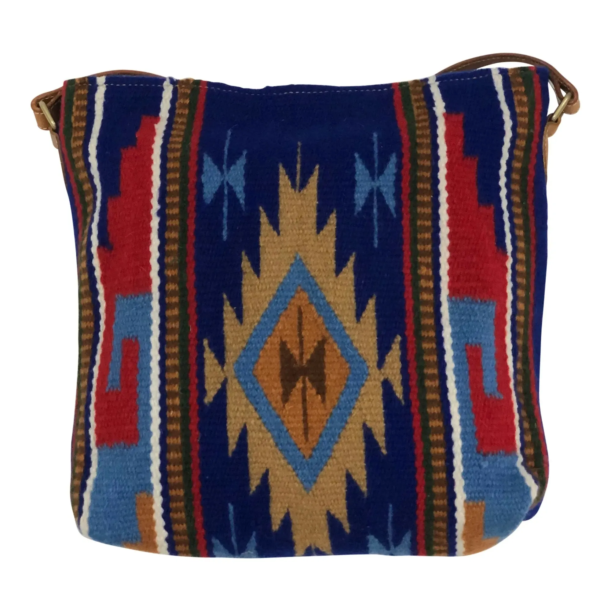 Huntley Blue Navajo Western Aztec Shoulder Handbag, Large Zipper Purse