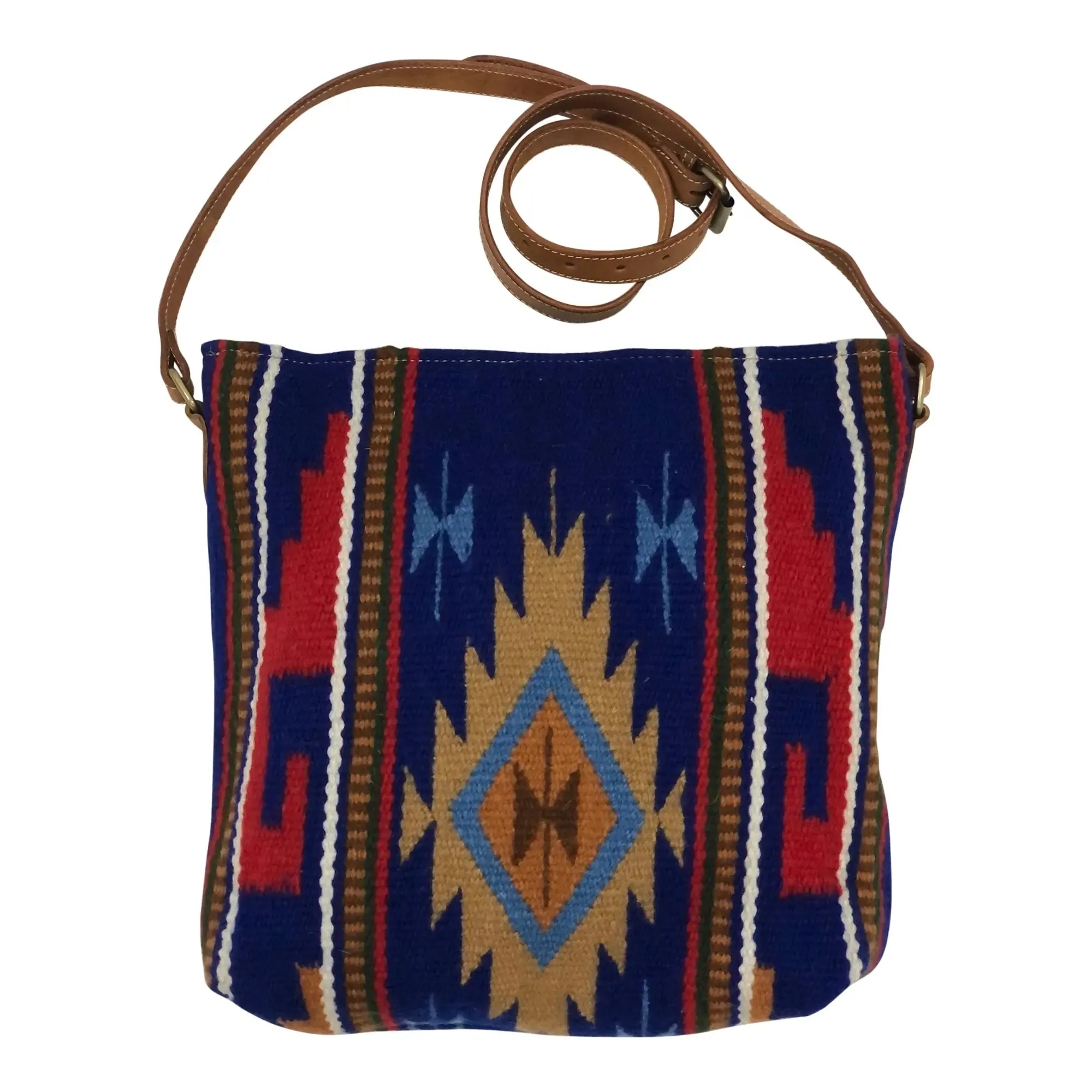 Huntley Blue Navajo Western Aztec Shoulder Handbag, Large Zipper Purse