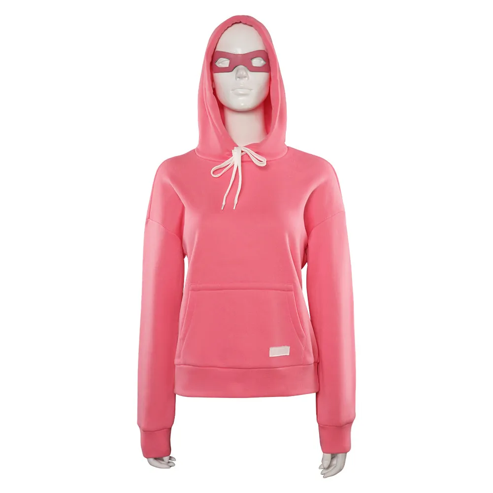 Invincible Atom Eve Cosplay Costume Pink Sweater Eye Mask Outfits Halloween Carnival Suit