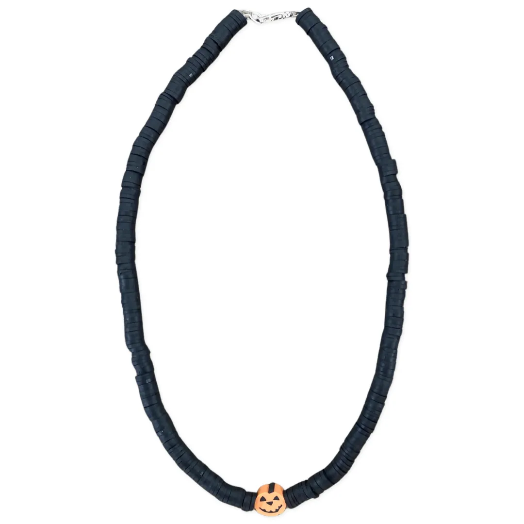 Jack O Lantern Black Beaded Necklace