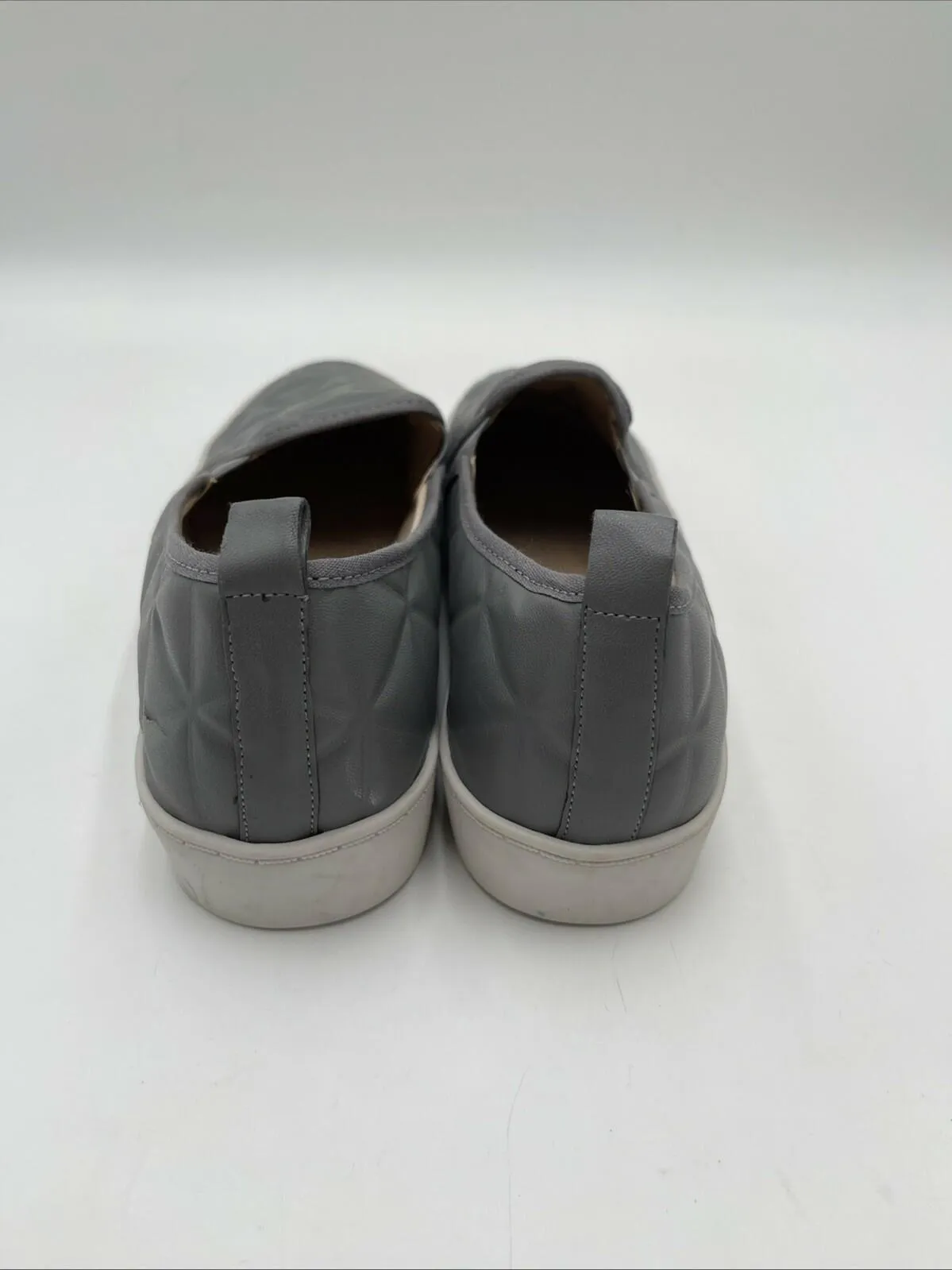 JACK ROGERS Riley Grey Faux Leather Quilted Slip On Low Top Sneakers, Size 8M - Very Good