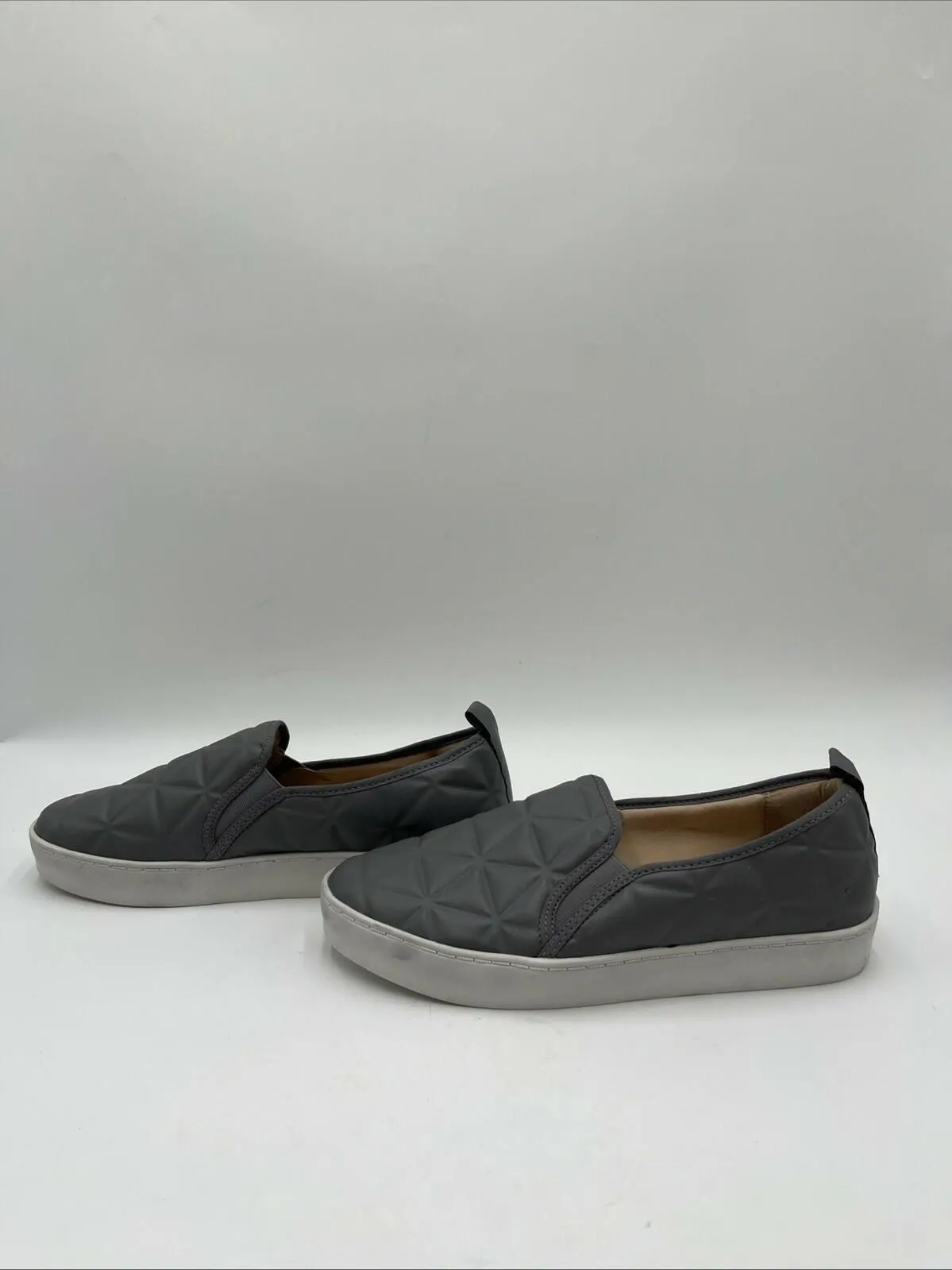 JACK ROGERS Riley Grey Faux Leather Quilted Slip On Low Top Sneakers, Size 8M - Very Good