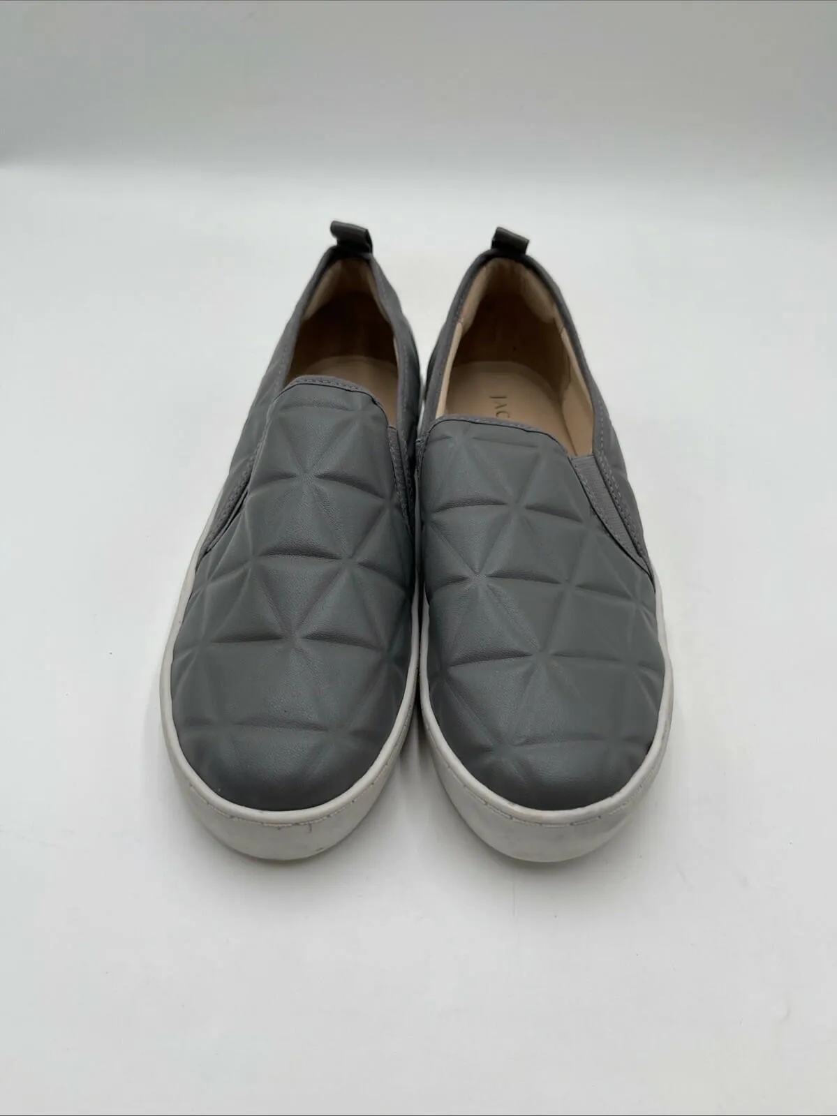 JACK ROGERS Riley Grey Faux Leather Quilted Slip On Low Top Sneakers, Size 8M - Very Good