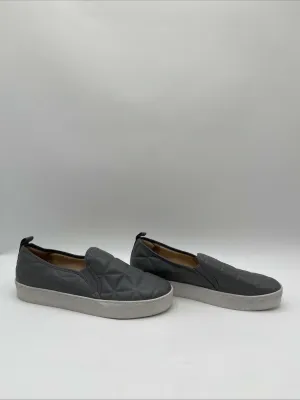 JACK ROGERS Riley Grey Faux Leather Quilted Slip On Low Top Sneakers, Size 8M - Very Good