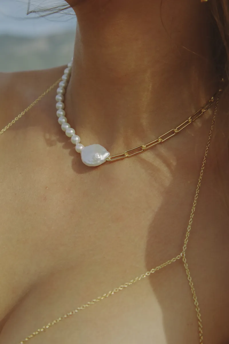 Jasmine Pearl Link Necklace