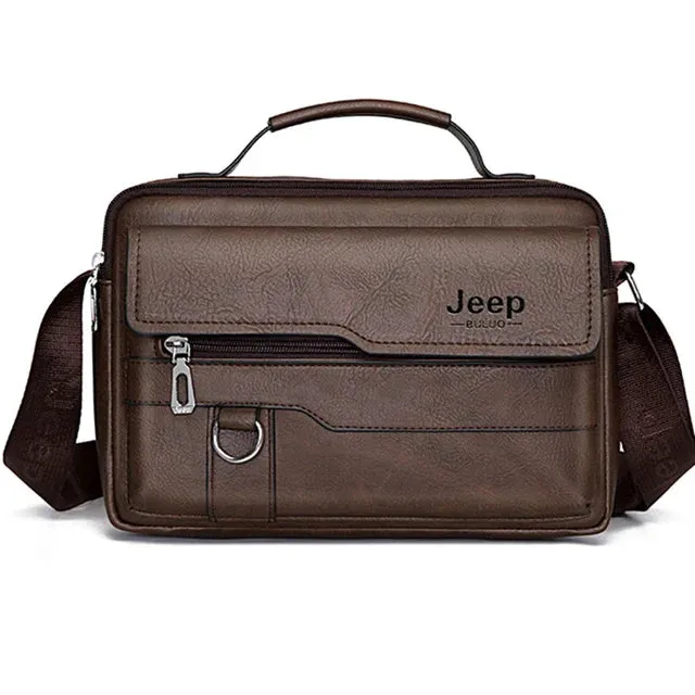 JEEP BULUO Brand Men's Crossbody Shoulder High Quality Tote Fashion Business Man Messenger High Capacity Leather Bags