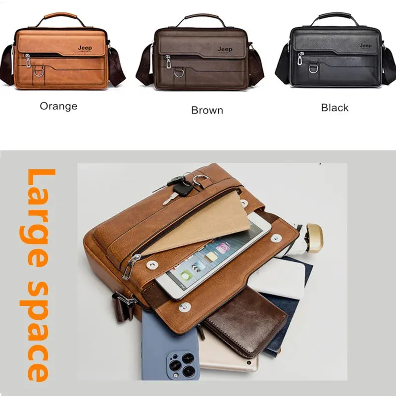 JEEP BULUO Brand Men's Crossbody Shoulder High Quality Tote Fashion Business Man Messenger High Capacity Leather Bags