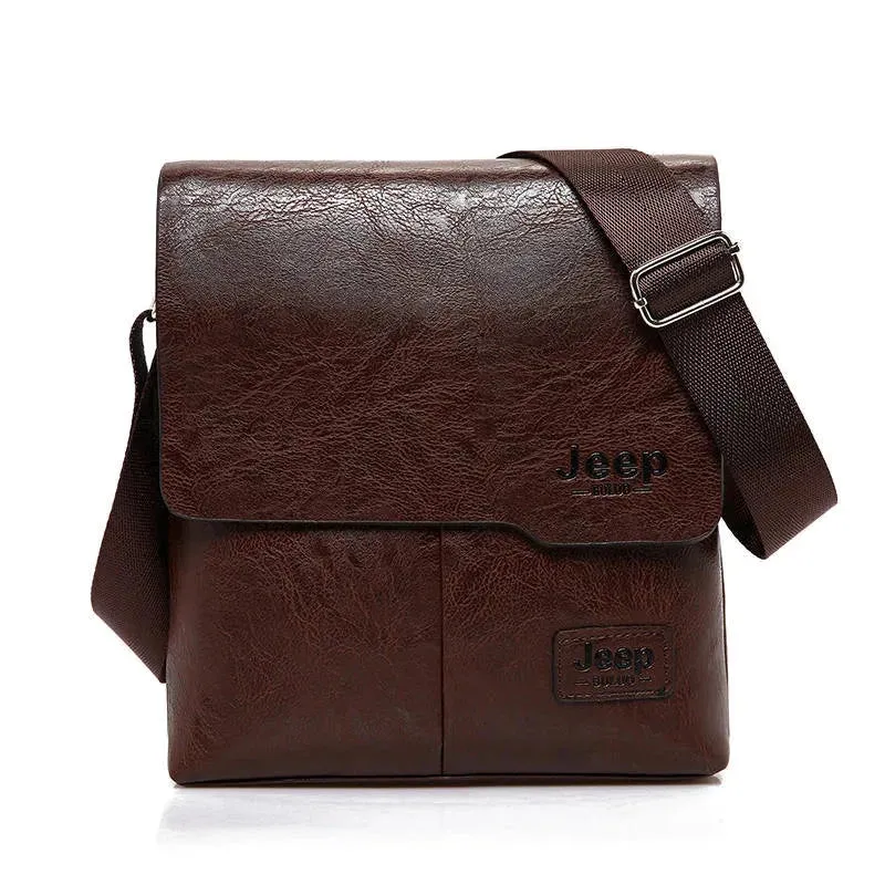 JEEP BULUO Men's Leather Messenger Bag Set