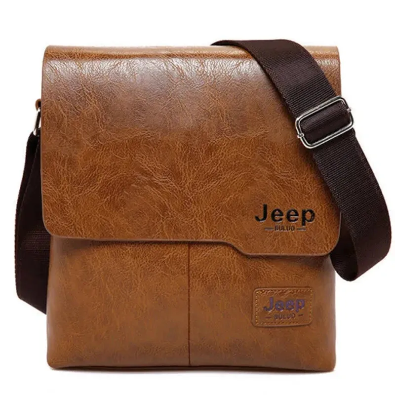 JEEP BULUO Men's Leather Messenger Bag Set