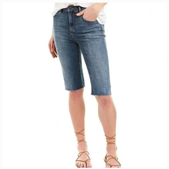 Johnny Was High Rise Raw Hem Cut Off Denim Bermuda Shorts