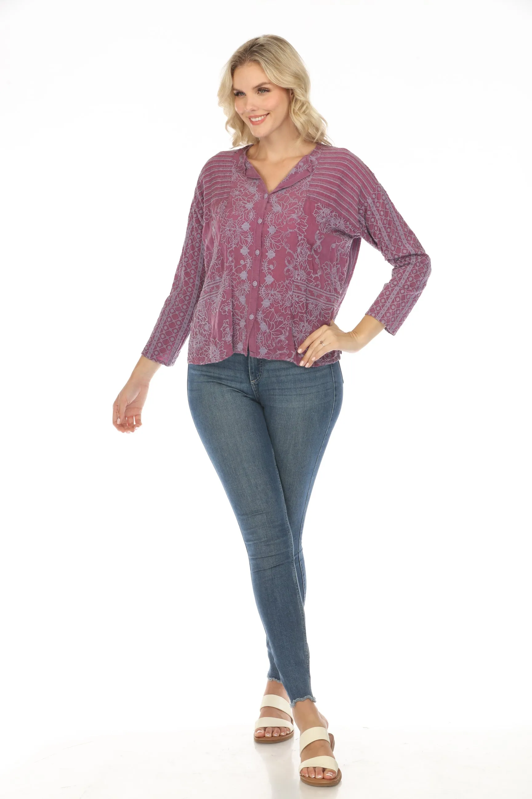 Johnny Was Martin Retreat Button Down Top C15423 *