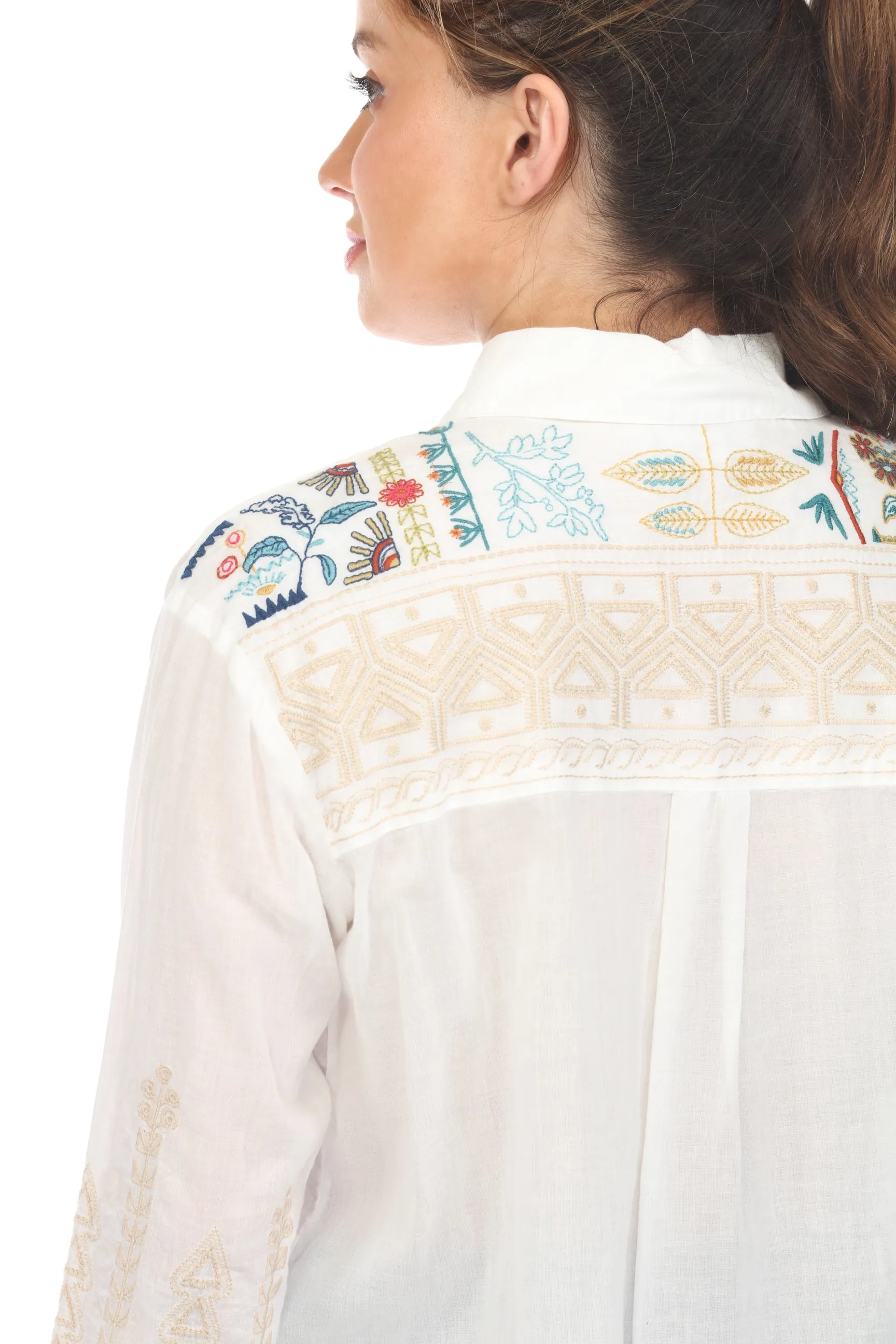 Johnny Was Workshop Scara Oversized Yoke Shirt W17023-E Boho Chic *