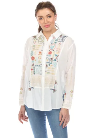 Johnny Was Workshop Scara Oversized Yoke Shirt W17023-E Boho Chic *