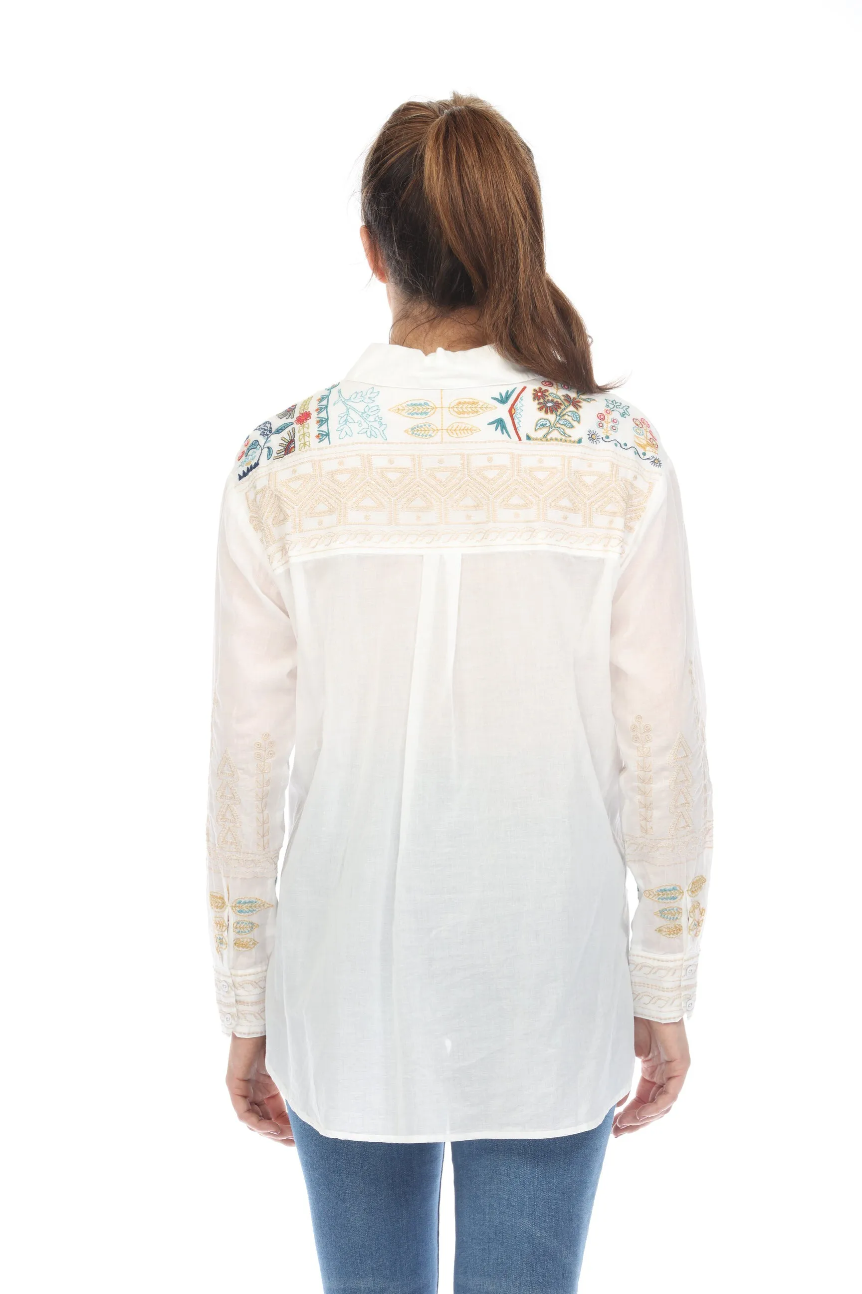 Johnny Was Workshop Scara Oversized Yoke Shirt W17023-E Boho Chic *