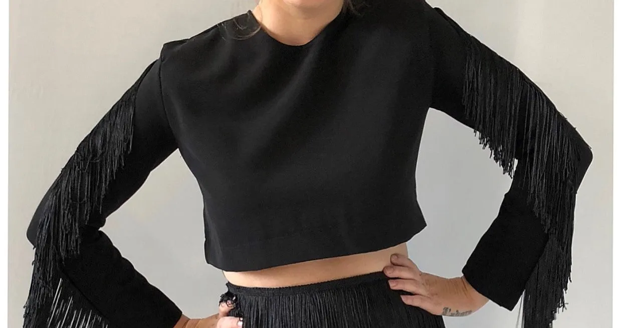Kellie Black Fringe Top