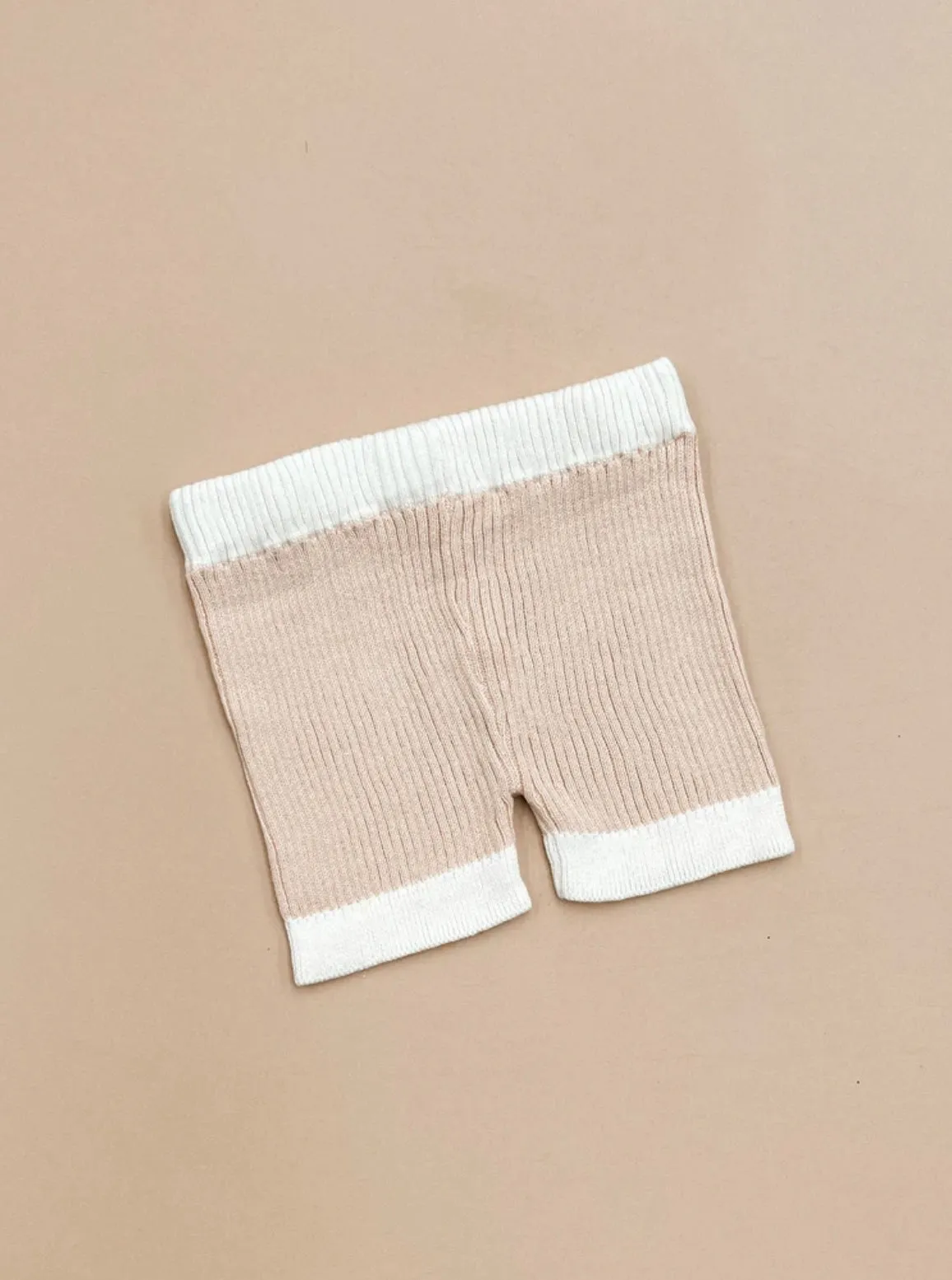 Knitted Ribbed Bike Shorts | Peach