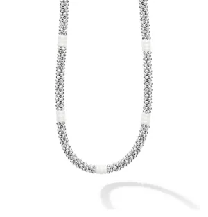 LAGOS White Caviar Ceramic Three Bead Station Necklace