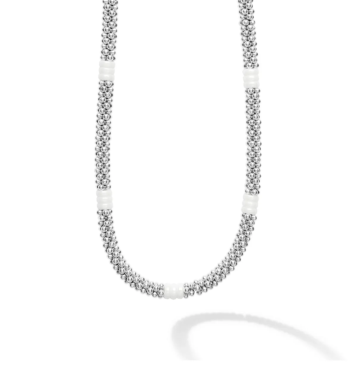LAGOS White Caviar Ceramic Three Bead Station Necklace