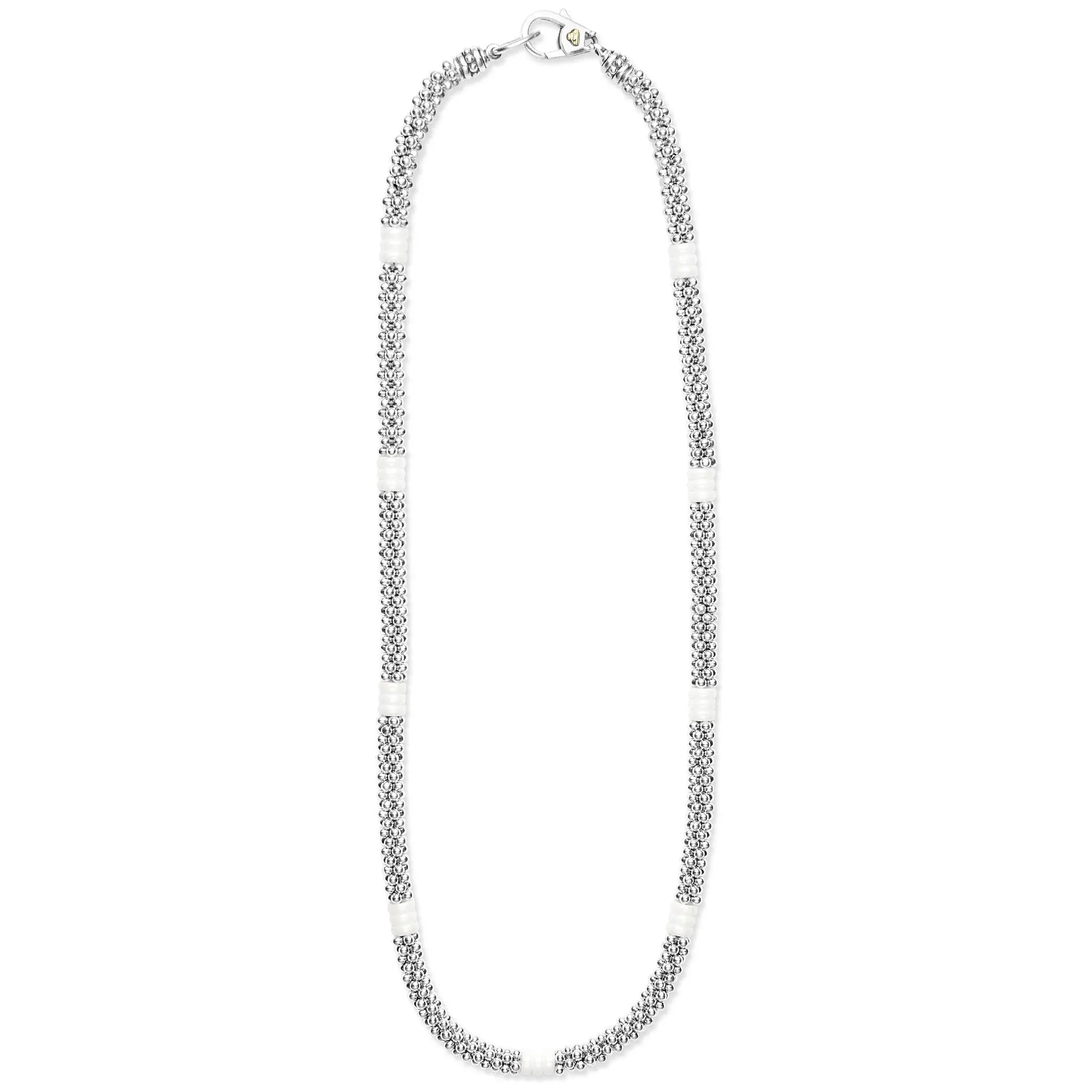 LAGOS White Caviar Ceramic Three Bead Station Necklace