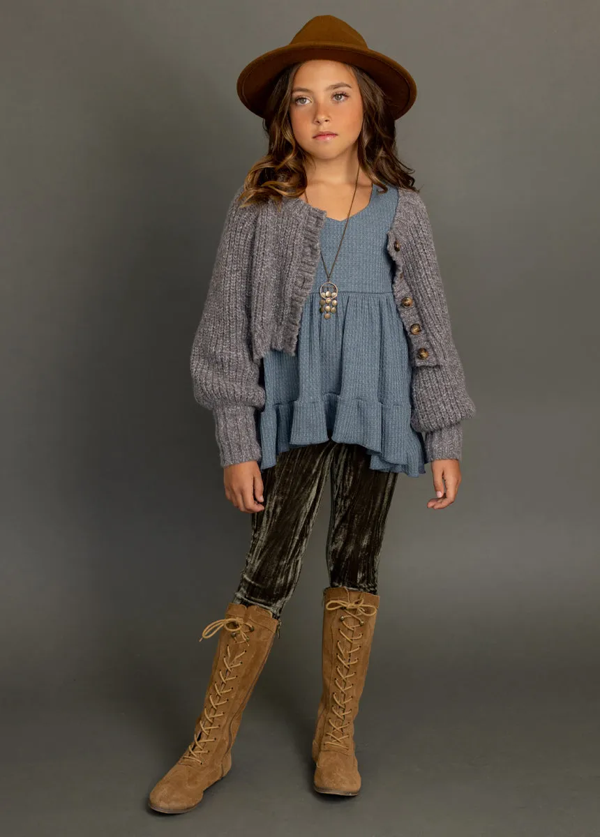 Laila Henley Top in Dusty Teal