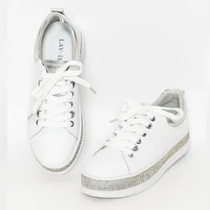 LAV-iSH LVSNKLUX-WHITE Crystal Sneakers White