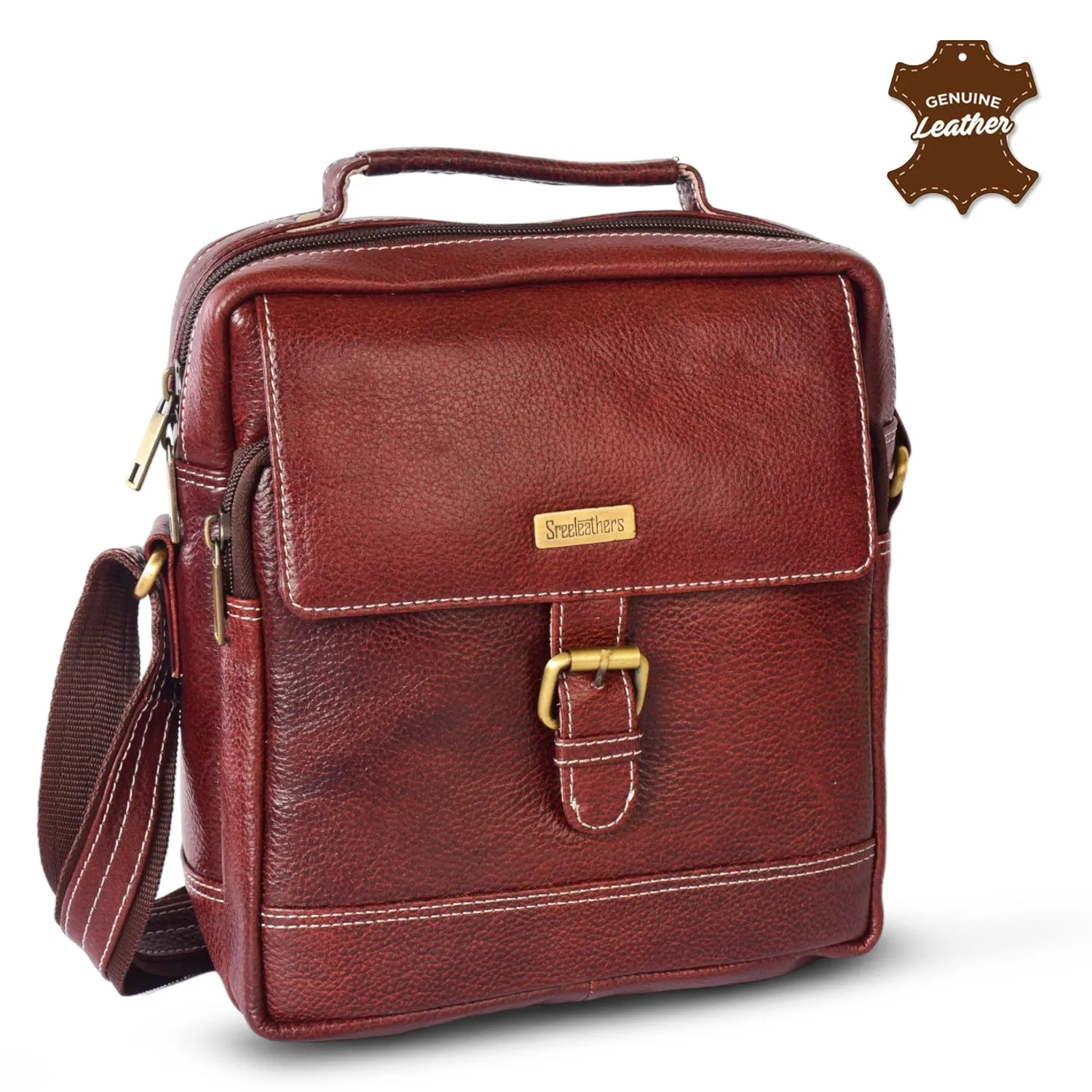 Leather Messenger Bag 36812 (Brown)