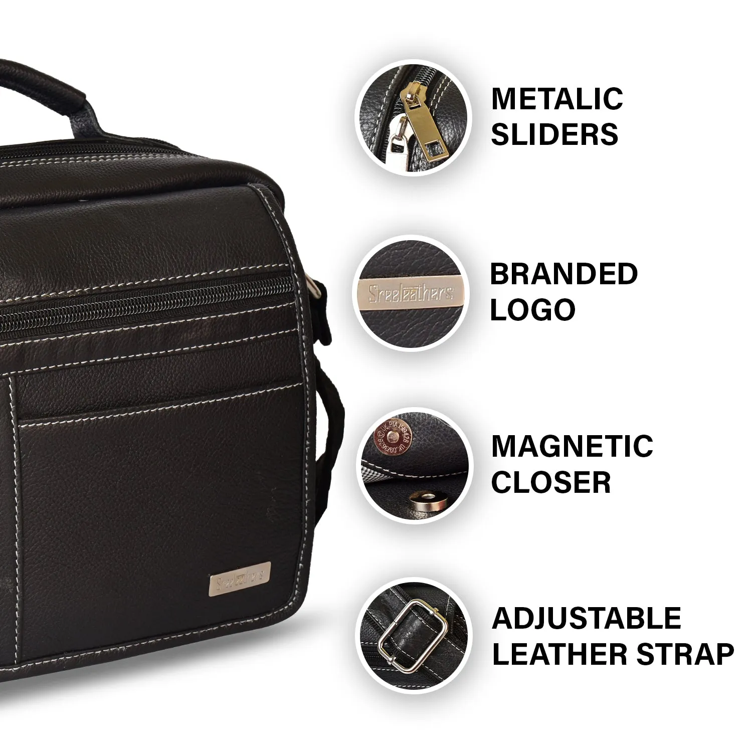 LEATHER SLING BAG  998920 (BLACK)