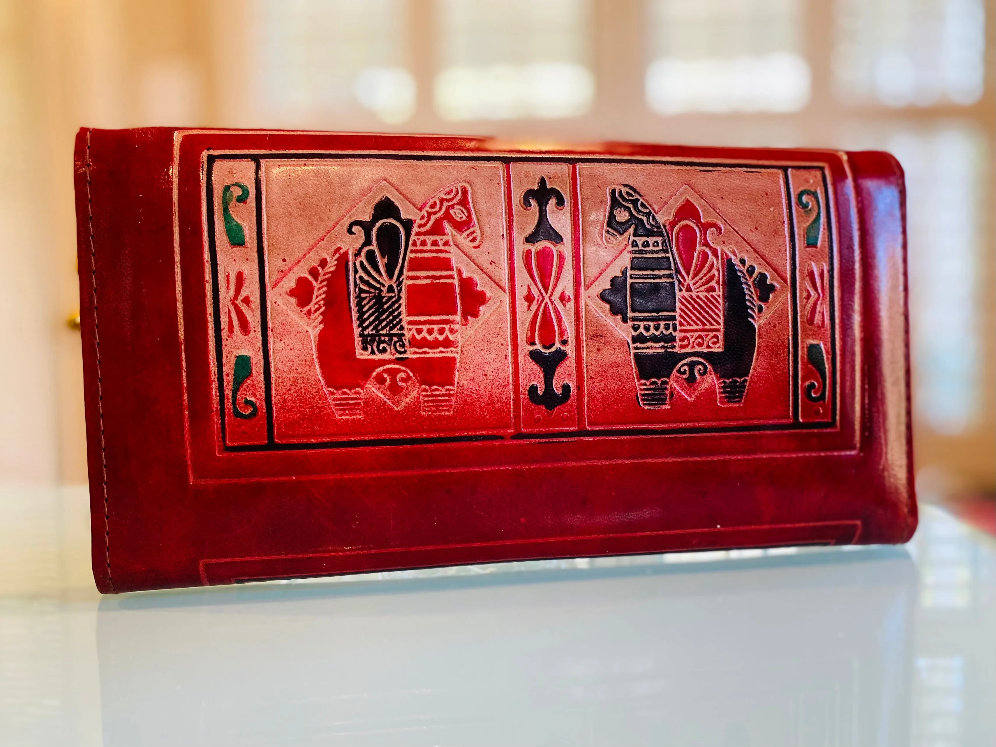 LEATHER WALLET HORSES PRINT (LARGE)