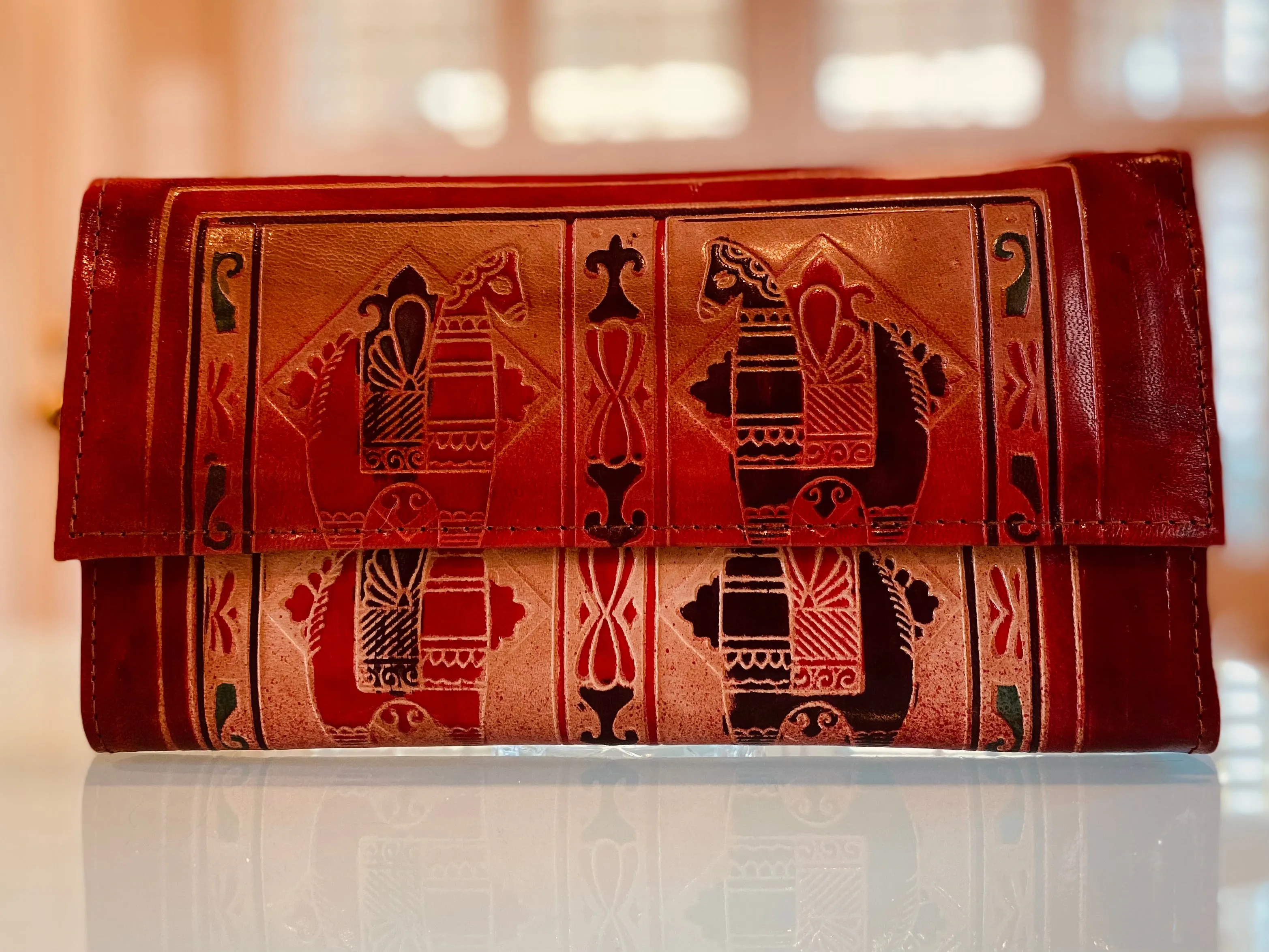 LEATHER WALLET HORSES PRINT (LARGE)