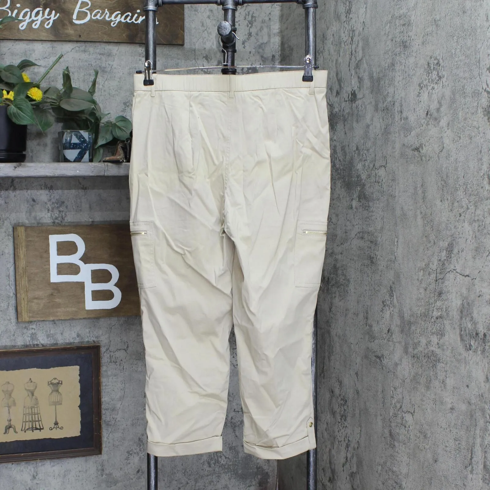 Lemon Way Womens Stretch Utility Twill Cargo Crop Pant 648456 Taupe Brown 14