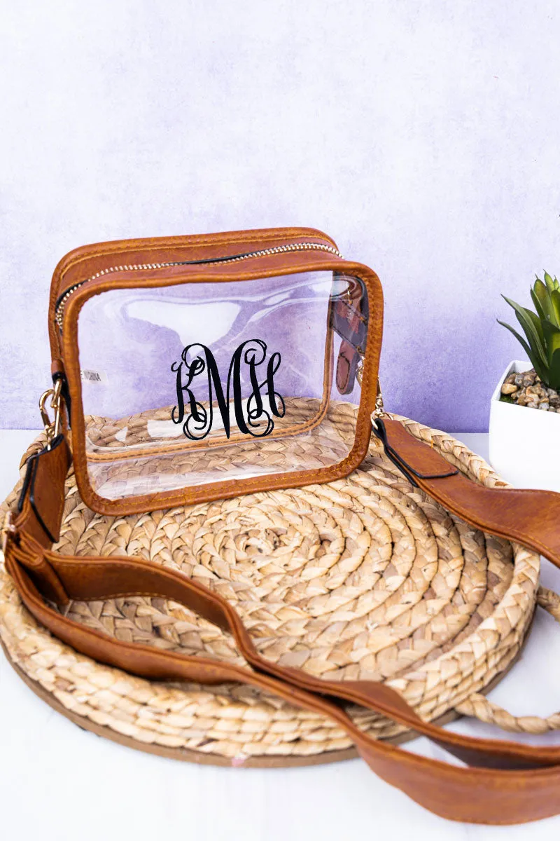 Light Brown Strap Clear Stadium Bag