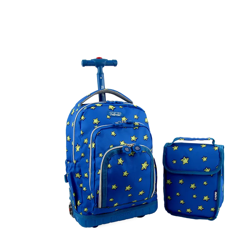 Lollipop Kids Rolling Backpack With Lunch Bag (16 Inch) in Little Stars - Final Sale