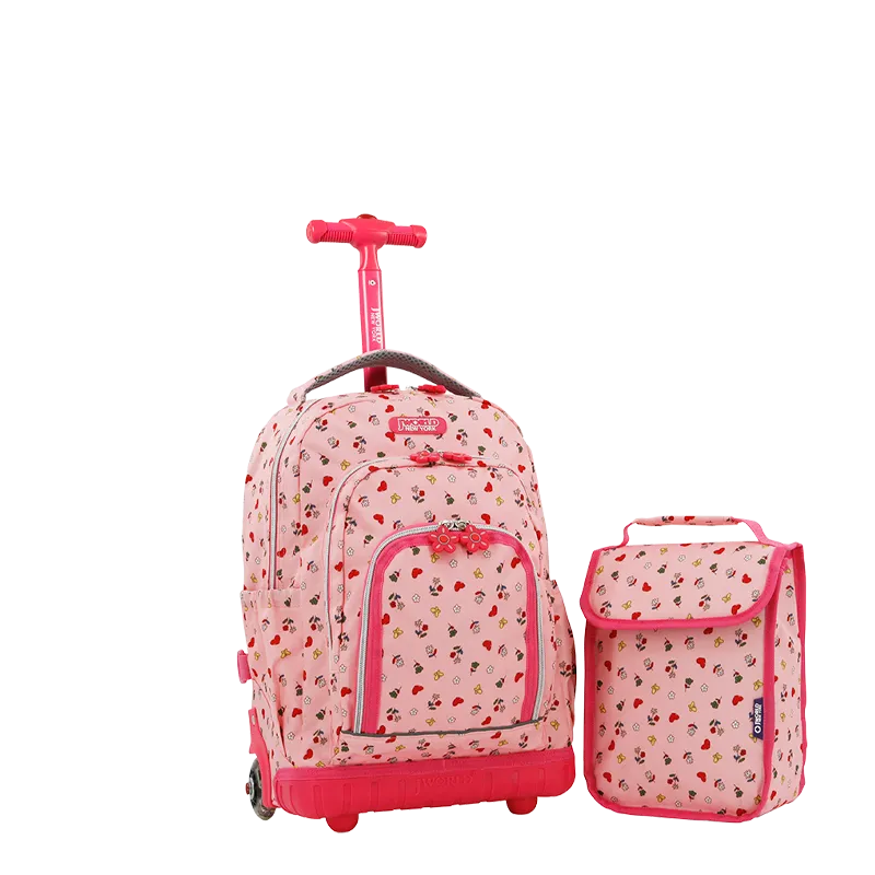 Lollipop Kids Rolling Backpack With Lunch Bag (16 Inch) in Pink Yard - Final Sale