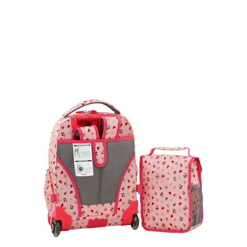 Lollipop Kids Rolling Backpack With Lunch Bag (16 Inch) in Pink Yard - Final Sale