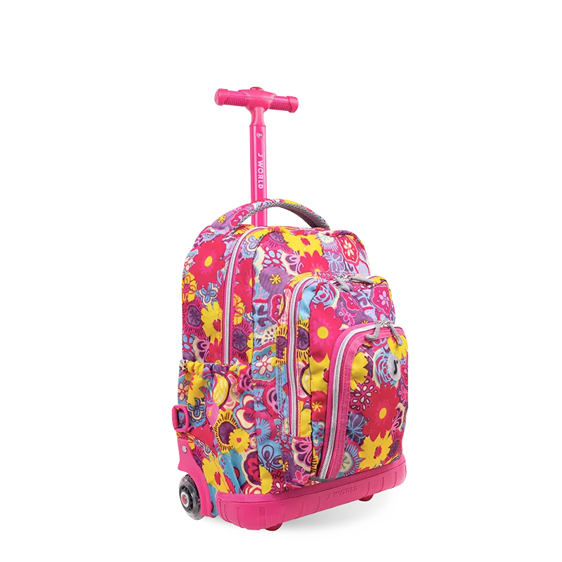 Lollipop Kids Rolling Backpack With Lunch Bag (16 Inch) in Poppy Pansy