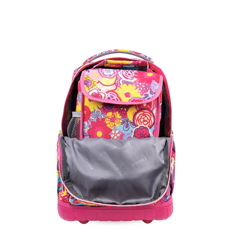 Lollipop Kids Rolling Backpack With Lunch Bag (16 Inch) in Poppy Pansy