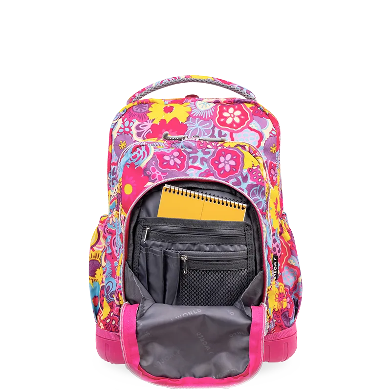 Lollipop Kids Rolling Backpack With Lunch Bag (16 Inch) in Poppy Pansy