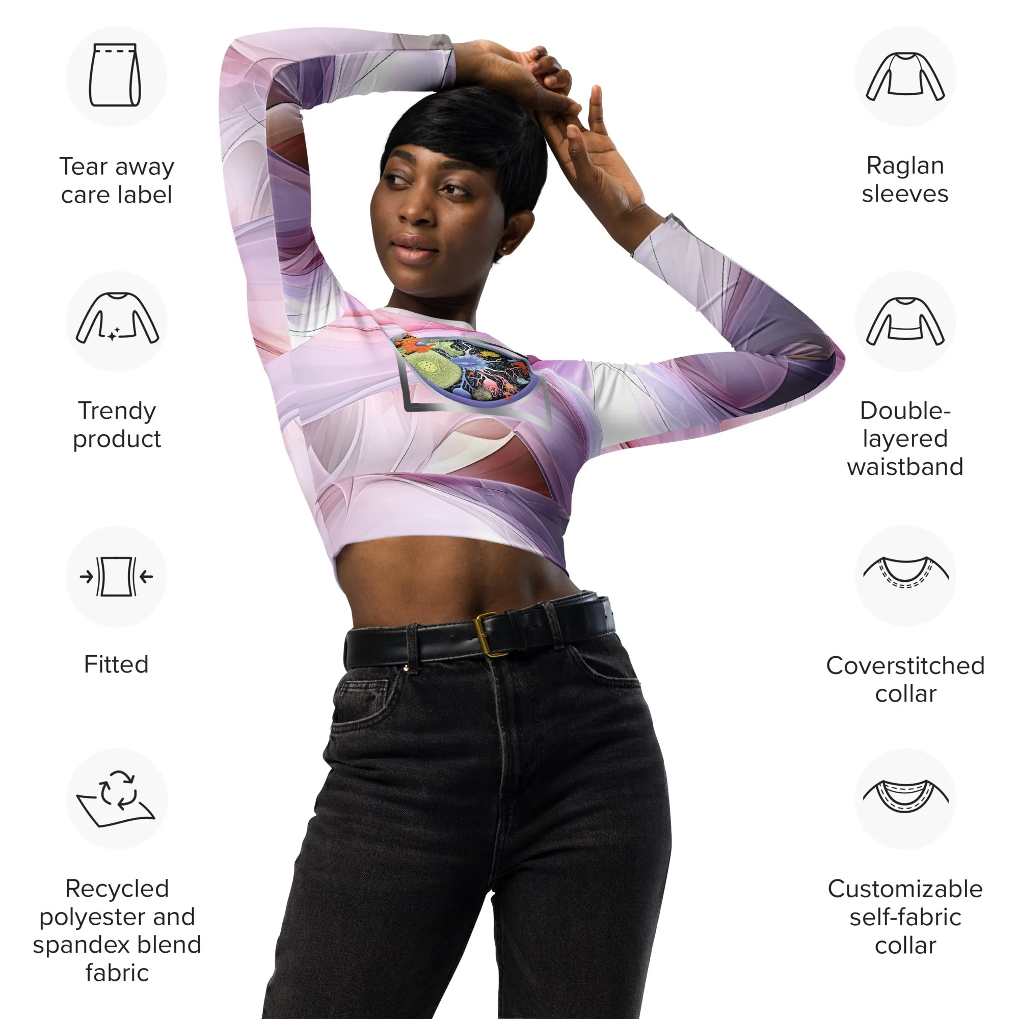 Long-Sleeve Crop Top Microscopic Landscape