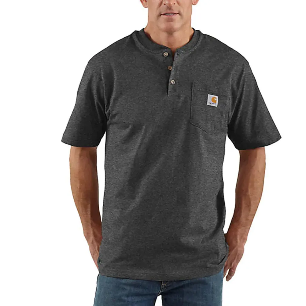 Loose Fit Heavyweight Short-Sleeve Pocket Henley T-Shirt - Tall - K84Tall
