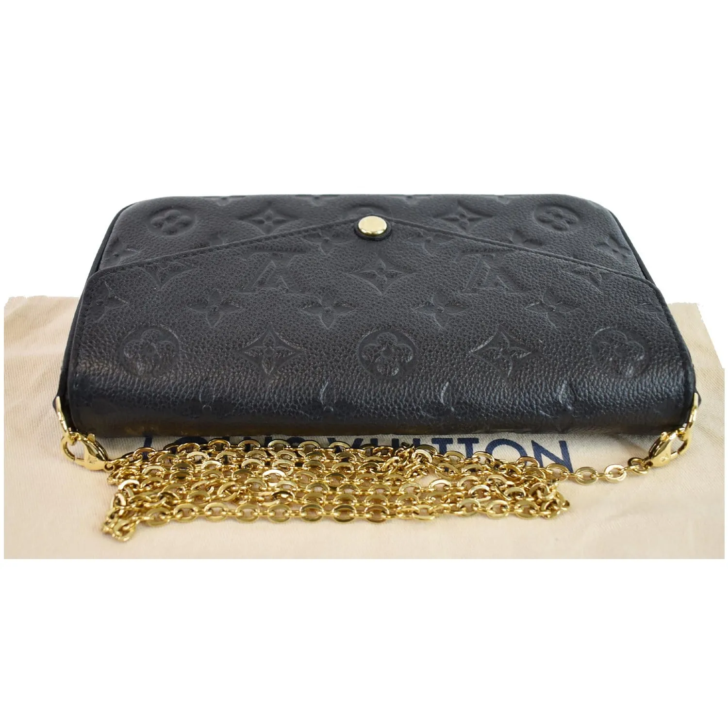 LOUIS VUITTON Pochette Felicie Monogram Empreinte Chain Wallet Black