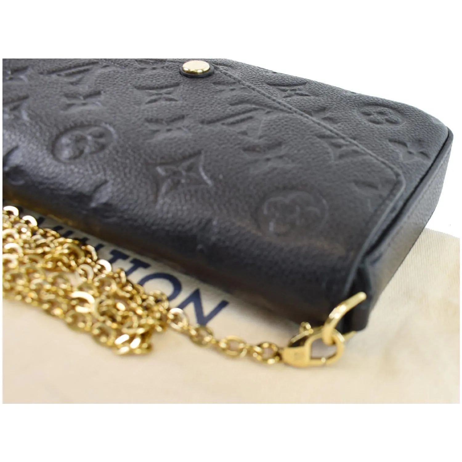LOUIS VUITTON Pochette Felicie Monogram Empreinte Chain Wallet Black