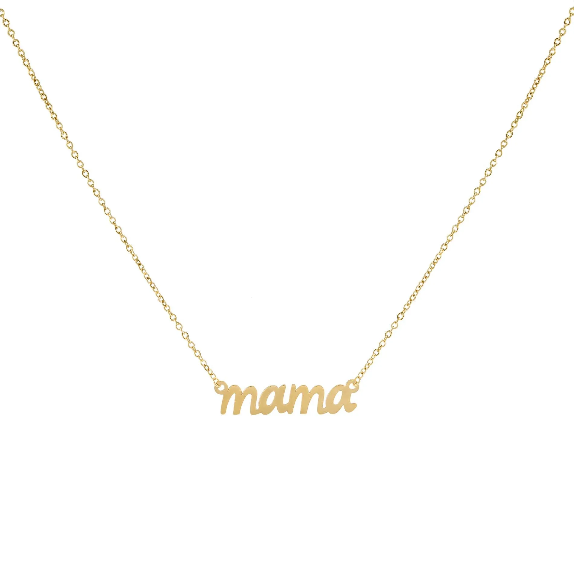 Lowercase Mama Script Nameplate Necklace 14K