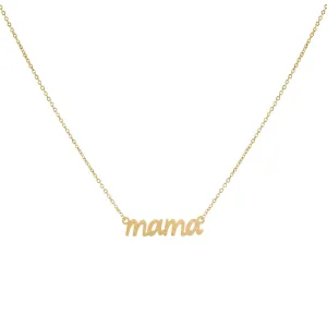 Lowercase Mama Script Nameplate Necklace 14K