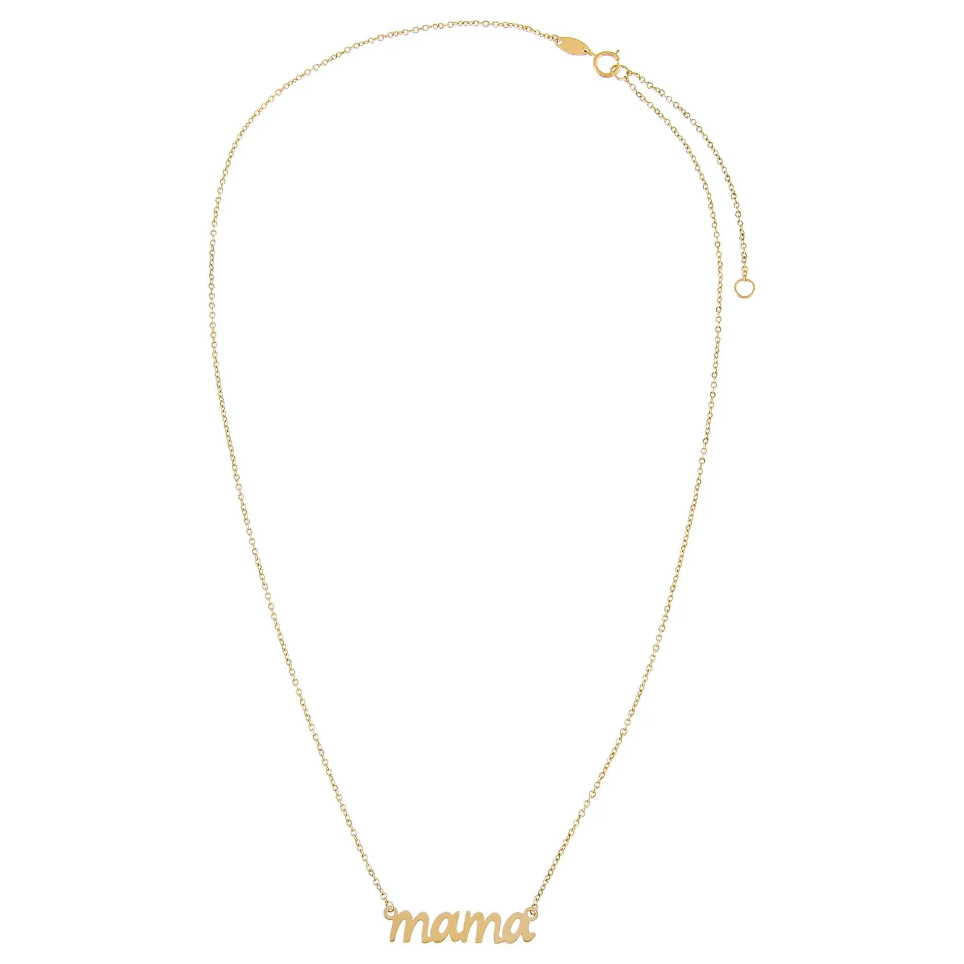Lowercase Mama Script Nameplate Necklace 14K