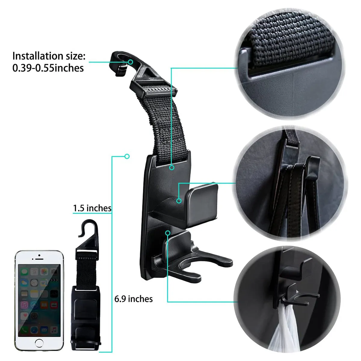 Magic Headrest Hooks, Custom fit for Nissan, Purse Hanger Headrest Hook Holder for Car Seat Organizer Behind Over the Seat Hook Hang Purse or Bags